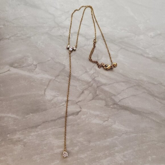 ✨ J.Crew Modern Minimalist Rhinestones Crystal Pave Pendant Necklace ✨ - Picture 1 of 10